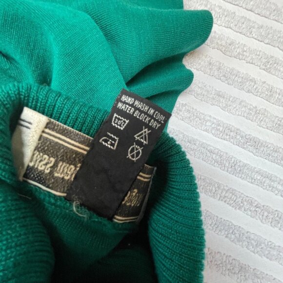 Vintage Miss Magnin at I. Magnin Womens Medium Sheath Midi Dress Turtleneck Teal - Picture 5 of 9